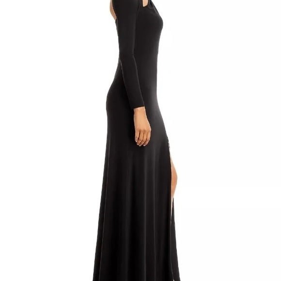 AQUA One-Shoulder Gown Dress Black Size 8 msrp $208 - Picture 5 of 9
